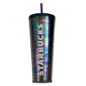 New Starbucks Purple Blue Green Chrome Swirl Venti Cup 24 oz